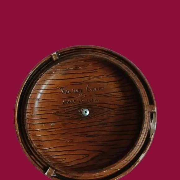 -Treasure craft cookie jar cylinder apples and leaves brown and green - Picture 8 of 9